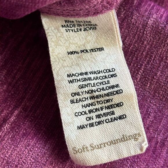 Soft Surroundings Fiona Chenille Tunic Shirt jacket Fuchsia Berry size large - Picture 4 of 10